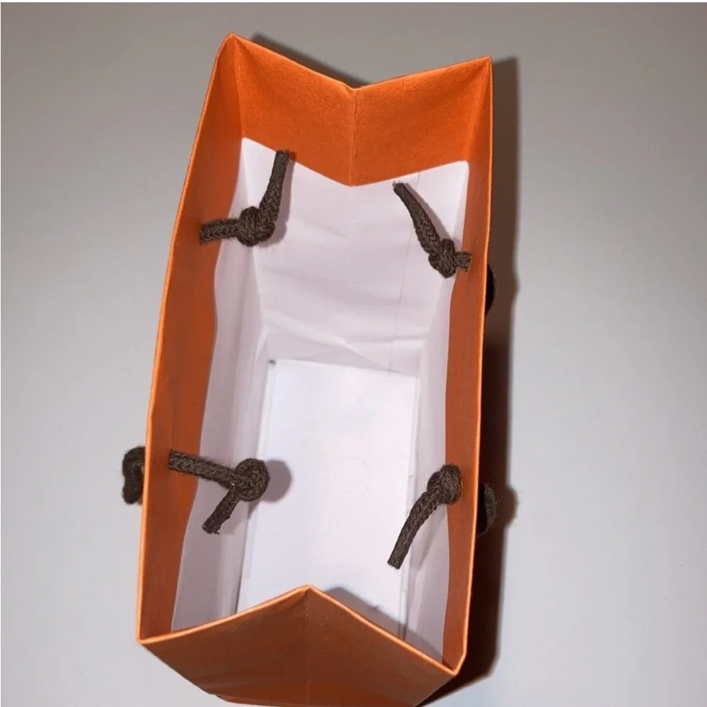 Hermes Small Shopping  Gift Bag Authentic Orange and brown luxury euc